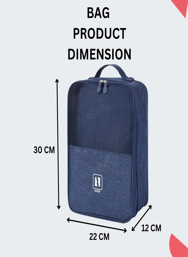 MobFest 3 in 1 Shoe Organiser Polyester Bag Waterproof Footwear Pouch, Portable Storage with Double Side Zipper Easy to Carry for Traveling Men Women Blue - Image 2